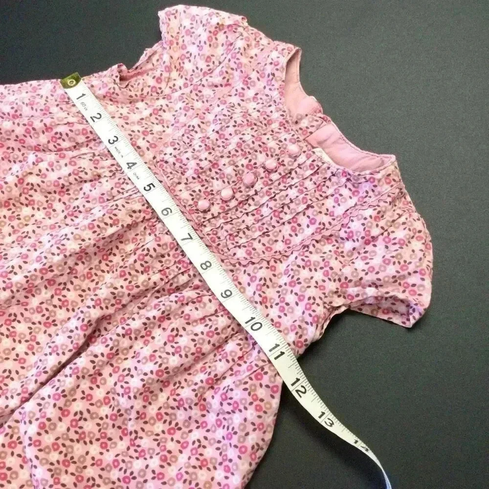 Vintage Baby Gap Toddler Pink Floral‎ Pleated Cap Sleeve Babydoll Dress Size 4Y